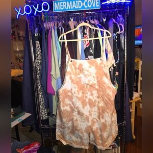 #0345 NWT 1XL DAVI & DANI Denim Tie Dye Romper 48"Waist 15"Rise 5.25"Inseam